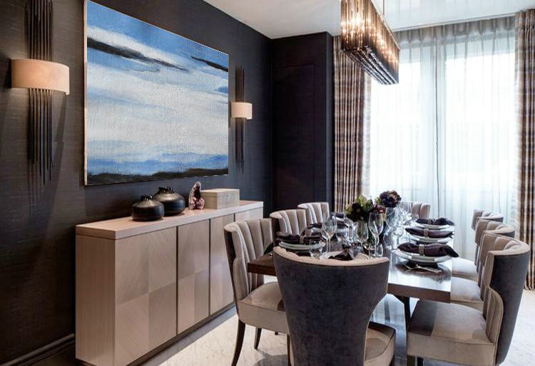 Huge Abstract Painting On Canvas,Horizontal Palette Knife Contemporary Art,Art Work,Blue,White,Black .etc